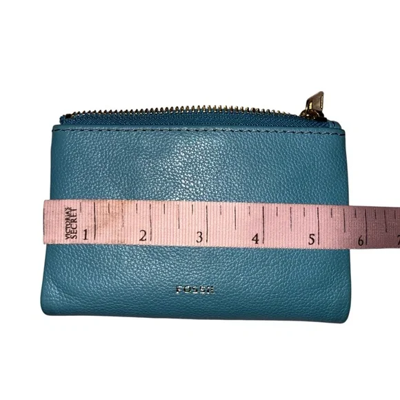 Fossil Blue Leather Zip Around Bifold Wallet - Two Tone - Picture 7 of 8